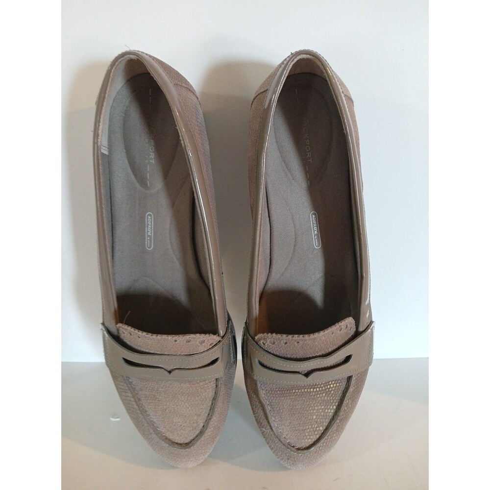 Rockport Womans Adiprene Light Brown/Tan Leather Shimmering PENNY Loafer 9.5